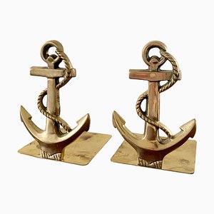 Cast Brass Nautical Anchor Bookends, Set of 2