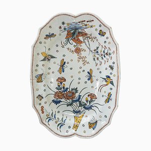 French or Dutch Faience Delft Polychrome Chinoiserie Platter