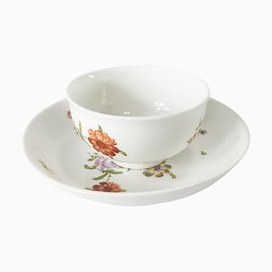 Tazza da tè e piattino con fiori Royal Vienna, Germania, XVIII secolo