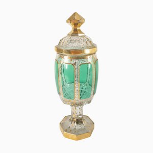Bohemian Art Glass Moser Style Covered Urn