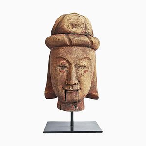 Antiker thailändischer Puppenkopf aus Holz, frühes 20. Jh.