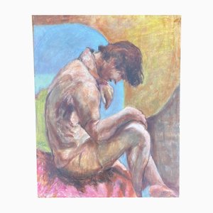 Thelma Thal, Retrato masculino, años 80, Pintura sobre lienzo