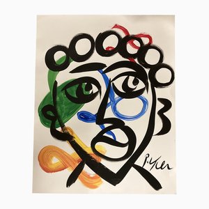 Peter Robert Keil, Abstract Portrait, 2000s, Paint on Paper