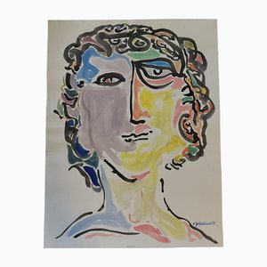 EJ Hartmann, Original Abstract Portrait, 2000er, Farbe auf Papier