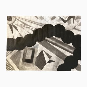 Dibujo de estudio abstracto, años 70, Carbón