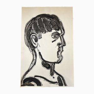 EJ Hartmann, Portrait Masculin Abstrait, Années 2000, Peinture sur Papier