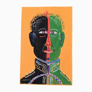 EJ Hartmann, Abstraktes Portrait, 2000er, Farbe auf Papier