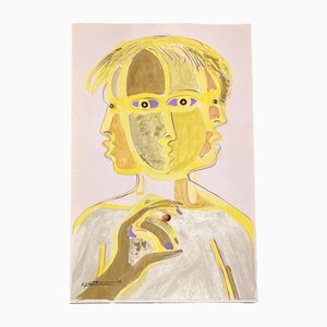 EJ Hartmann, Portrait Cubiste Abstrait, années 2000, Peinture sur Papier