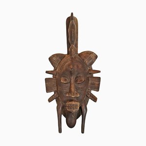 Vintage Senufo Maske aus geschnitztem Holz