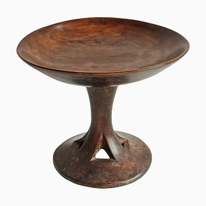 Vintage Naga Wood Pedestal Bowl Plate