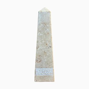 Neoclassical Marble Cream and Gray Obelisk