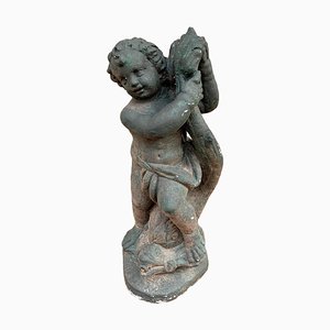 Statua neoclassica da giardino in pietra di Putto o Putto, Italia