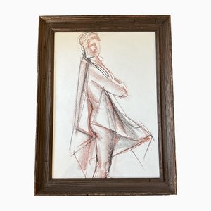 Untitled, 1950s, Charcoal on Paper, Framed