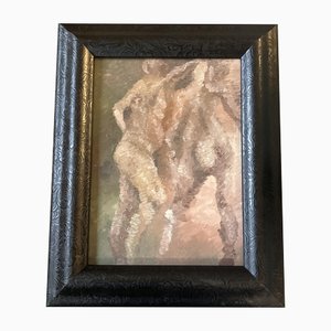 Cuadro doble desnudo, años 70, pintura sobre lienzo, enmarcado