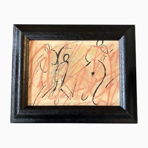 Nude Figures, 1970s, Paint on Paper, Framed
