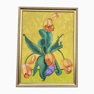 Tulip, anni '80, dipinto, con cornice