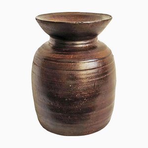 Vintage Rustic Carved Wood Pot