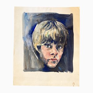 Junger Mann Portrait, 2000er, Aquarell auf Papier