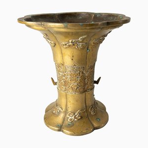 Vase Meiji Bronze Forme Gu, Chine ou Japon, 19ème Siècle