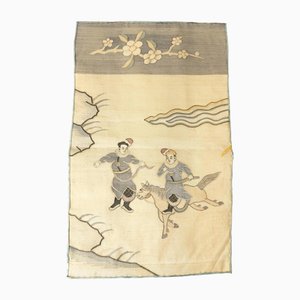 19th Century Chinese Silk Embroidered Kesi Kosu Panel with Figures