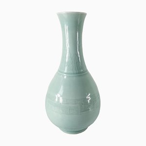 19th Century Chinese Pale Celadon Clair De Lune Vase with Qianlong Mark