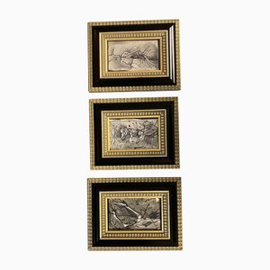 Untitled, 1970s, Paint on Paper, Framed, Set of 3