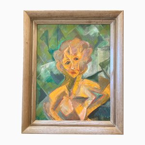 Female Portrait, 1970s, Painting on Canvas, Framed