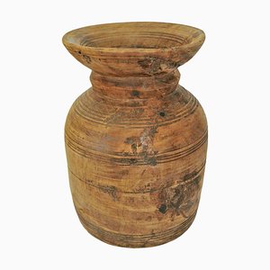 Vintage Mid 20th Century India Wood Pot