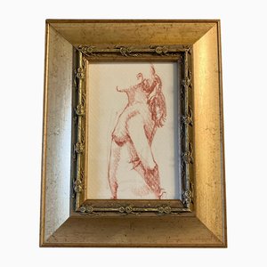 Desnudo femenino, años 70, Lápiz, Enmarcado