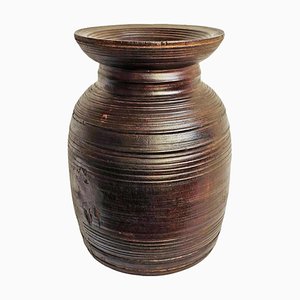 Vintage Rustic Wood Pot, India