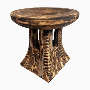 Vintage Bamileke Burn Pedestal Stool