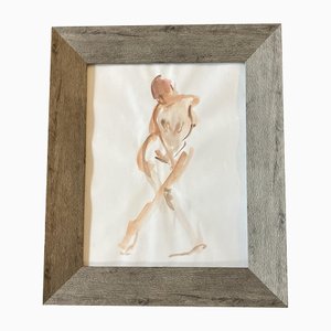 Desnudo femenino, Sin título, Años 70, Acuarela sobre papel, Enmarcado