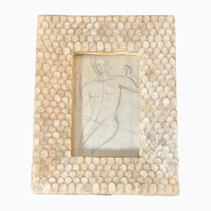 Dibujo de mujer desnuda, años 50, Lápiz sobre papel, Enmarcado