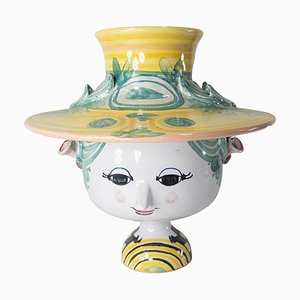 Mid-Century Danish Modern Faience Ceramic Potpourri Face Bowl by Bjorn Wiinblad, 1985