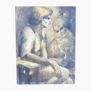 Thelma Thal, Retrato masculino y femenino, años 80, Pintura sobre lienzo