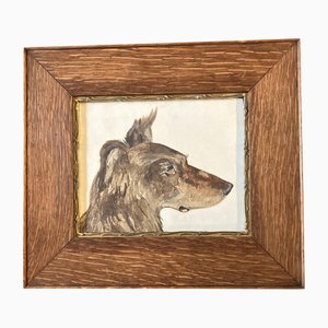 Long Haired Dog, 1930s, Watercolor, Framed