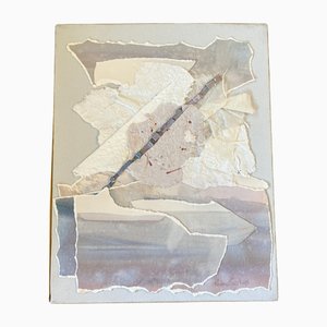Pauline Geerlings, Collage abstracto, años 80, Papel sobre lienzo pintado