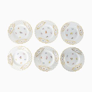 19th Century Meissen Reticulated 8 1/8 Porcelain Luncheon Plates, Set of 6