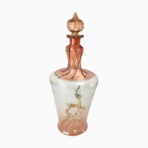 20th Century Italian Venetian Art Glass Decanter with Deer