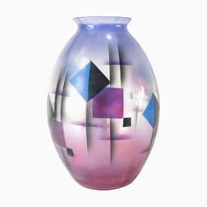 Art Deco Modernist Czech Art Glass Vase, 1930s