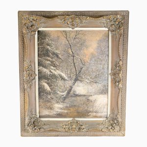 Daniel F. Wentworth, paisaje de invierno, década de 1800, pintura sobre lienzo, enmarcado