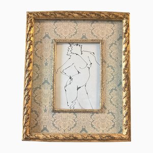 Desnudo de mujer, años 60, Tinta sobre papel, Enmarcado