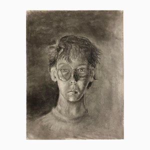 Young Man, 1970s, Charcoal on Paper