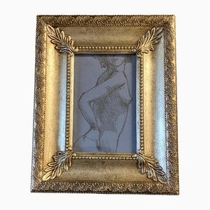 Small Female Nude Study, 1970s, Charcoal on Paper, Framed