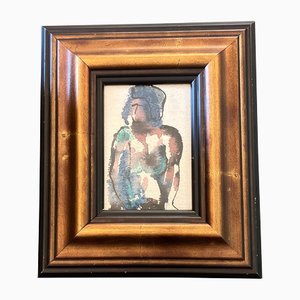 Abstract Female Nude, 1970s, Watercolor on Paper, Framed