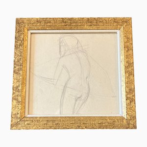 Abstract Nude Study, 1970s, Pencil on Paper, Framed