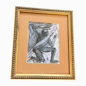 Abstract Male Nude Figure, 1970s, Paint on Paper