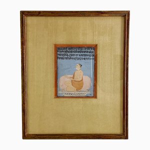 Indian Mughal Artist, Miniature of an Ascetic, 1800s, Gouache on Paper, Framed