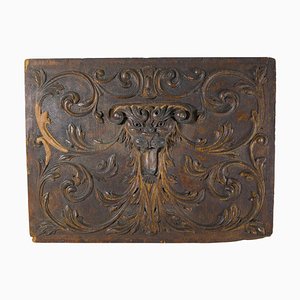19th Century European Carved Walnut Decorative Renaissance Revival Panel with Mask