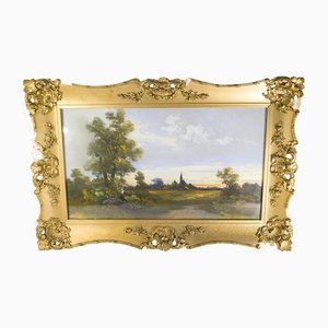 Luminist Landscape, 1800er, Pastell auf Papier, Gerahmt